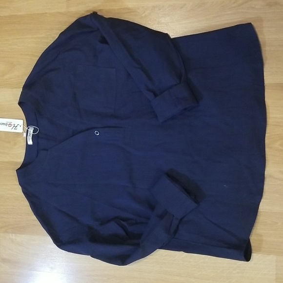 Hotouch dark blue long sleeve pullover v neck blouse size small NWT - Picture 1 of 8